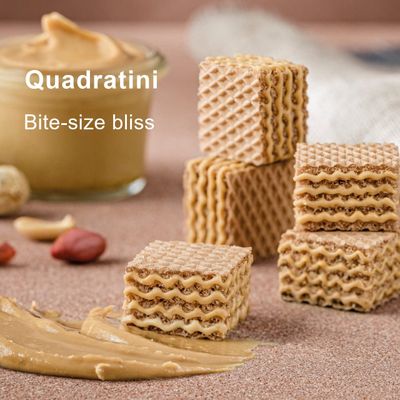 Loacker Quadratini Peanut Butter bite-size Wafer Cookies Crispy Wafers with 4 creamy layers of finest Peanut Butter cream filling great for snacks &amp; desserts Non GMO No artificial flavorings, or ad...