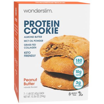 Wonderslim Protein Cookie, Peanut Butter, Keto friendly, Low Carb, Gluten Free 7ct