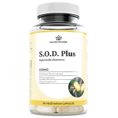 Nature Restore S.O.D. Superoxide Dismutase Supplement, 4,000 IU SOD-Like Activity, Vegan, 90 Capsules, Non-GMO, Gluten Free