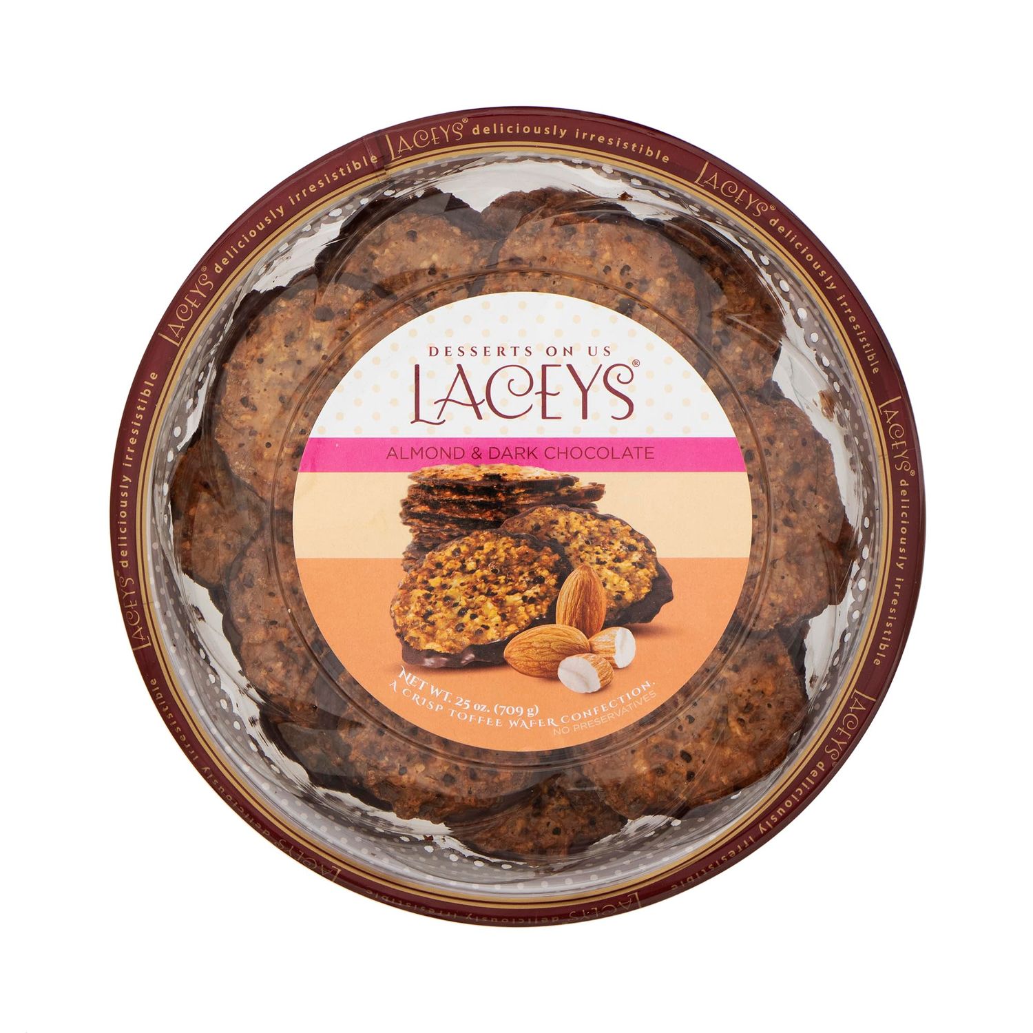 Desserts On Us, Inc. - Laceys Dark Chocolate Almond Toffee Wafer Cookies - 25 OZ