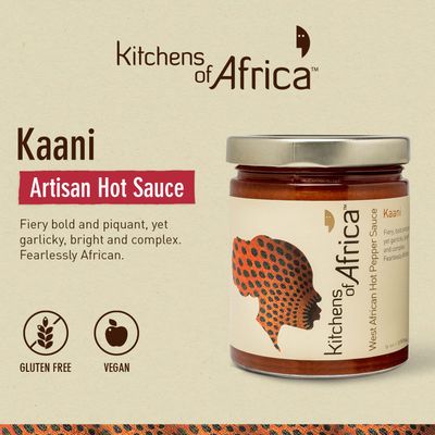 Kitchens of Africa Kaani West African Artisan Hot Sauce wHabanero Pepper, Fresh Ginger, and Garlic. Fiery, Bold, and Piquant, Yet Bright and Complex 9 oz.