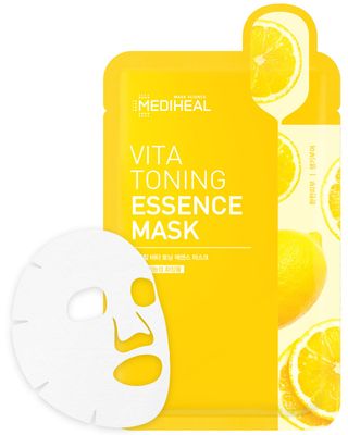 Mediheal Vita Toning Essence Mask, Revitalizing &amp; Balancing Facial Sheet Mask for Dull Skin, Vita Complex and Niacinamide, Eco-Friendly &amp; Hypoallergenic Cellulose Sheet 15 Sheet