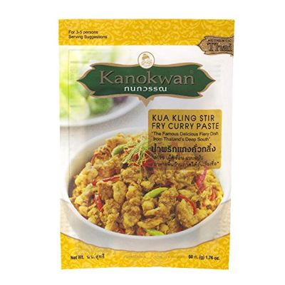 Kanokwan, Kua Kling Stir Fry Curry Paste, net weight 50 g Pack of 3 pieces 8y KK
