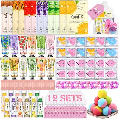 108 PCS Spa Party Supplies for Women, Spa Party Favors Include Face Masks Skincare, Hand Cream, Lip Balm, Under Eye Patches, Lip Mask and Foot Bath Bombs, Spa Birthday Sleepover Party Supplies