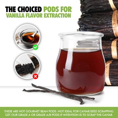 50 Madagascar Organic Vanilla Beans Grade B. Certified USDA Organic. 5-7 by FITNCLEAN VANILLA for extract, Cooking and Baking. Whole NON-GMO Bourbon Pods
