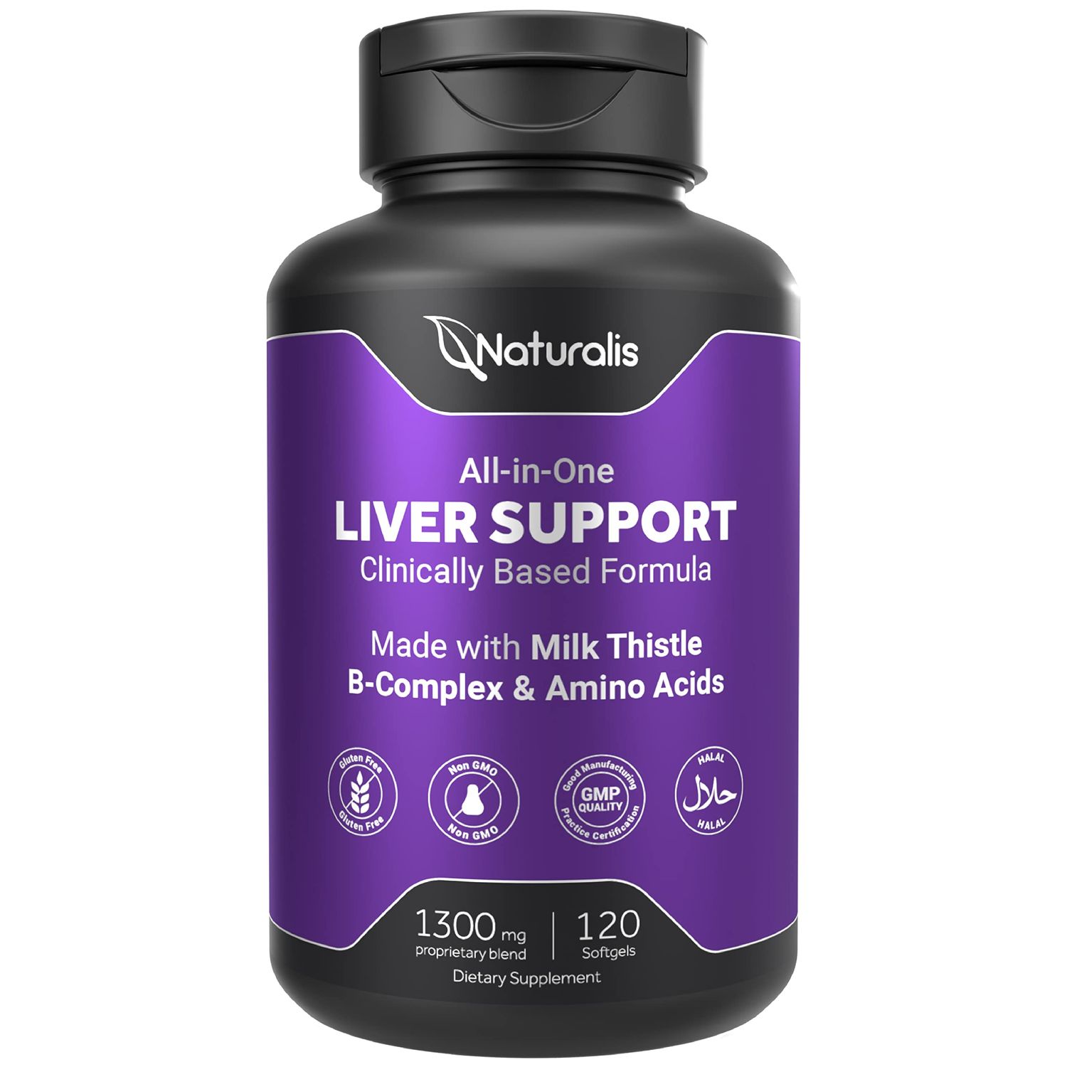 Naturalis Silymarin Milk Thistle 1300mg Enhanced with B Complex &amp; Amino Acids 13-in-1 Liver Cleanse, Detox &amp; Repair 120 Liver Essential Softgels