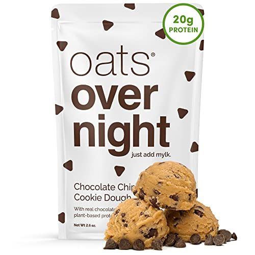 Oats Overnight - Chocolate Chip Cookie Dough - Vegan, 20g Protein, High Fiber Breakfast Shake - Gluten Free, Non GMO Oatmeal 2.6 oz per meal 8 Pack