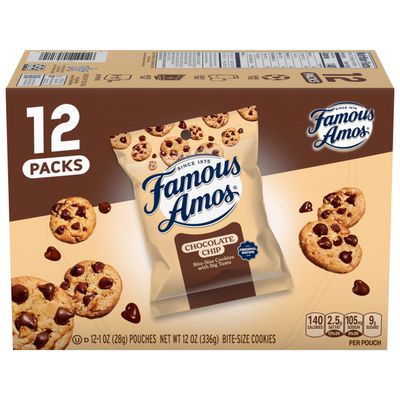 Famous Amos Classic Chocolate Chip Cookies, 1 Ounce Bag Pack of 12