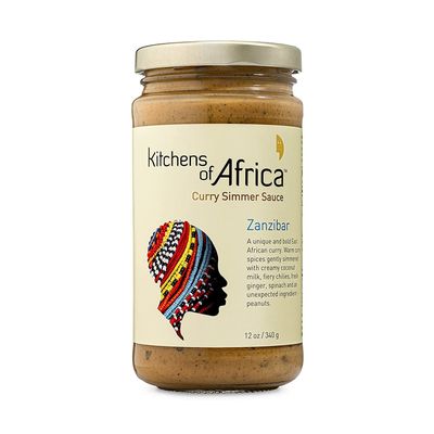 Kitchens of Africa Zanzibar Curry Simmer Sauce 12 oz Jar - Unique African Curry Sauce with Peanut Butter and Rich Coconut Cream - Vegan &amp; Gluten Free - Cooking Sauce with Bold Flavors