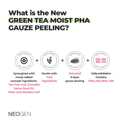 DERMALOGY by NEOGENLAB PHA Gauze Peeling - Formulated with AHA BHA PHA Exfoliating &amp; Cleansing Pad 30 - Green tea