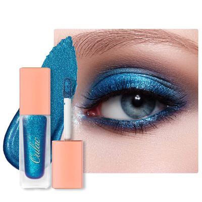 Oulac Blue Liquid Glitter Eyeshadow Liquid Shimmer Eyeshadow Liquid Eyeliner Non-sticky One-Swipe Coverage with Quick-Drying Crease-resistant Formula.Vegan &amp; Cruelty-Free.10