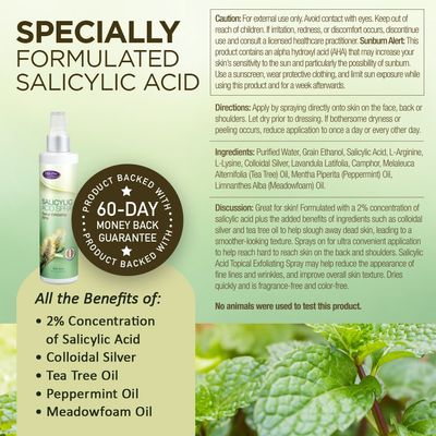 Life-Flo Salicylic Acid Spray Topical Exfoliating Spray 2 Salicylic Acid for Skin, Fine Lines, Wrinkles, Acne 8 oz