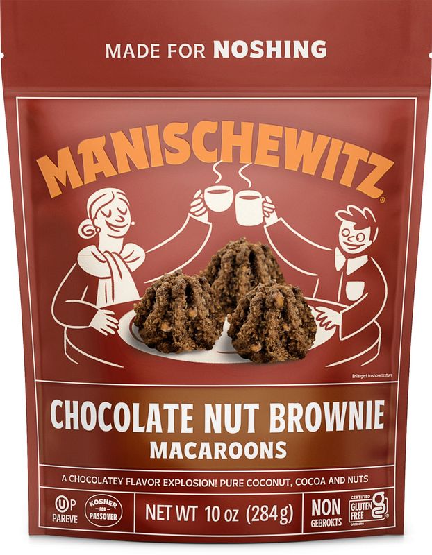 Manischewitz Chocolate Nut Brownie Macaroons, 10oz Coconut Macaroons Resealable Bag Dairy Free Gluten Free Coconut Cookie Kosher for Passover
