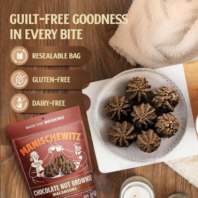 Manischewitz Chocolate Nut Brownie Macaroons, 10oz Coconut Macaroons Resealable Bag Dairy Free Gluten Free Coconut Cookie Kosher for Passover