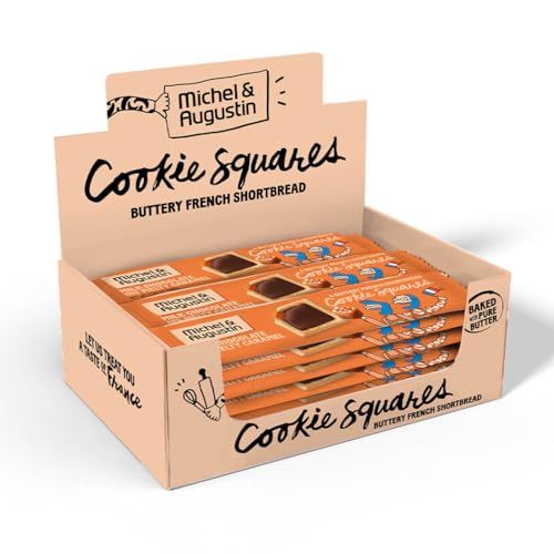 Michel et Augustin Cookies, Individually Wrapped Snacks Gift Box, Milk Chocolate &amp; Caramel Shortbread Cookie Bars, 18-Pack, 4 French Butter Cookies per Bar