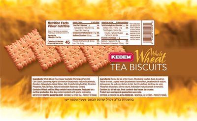 Kedem Whole Wheat Tea Biscuits 12 Pack Only 2g Sugar7g Carbs 1g Fat Certified Kosher