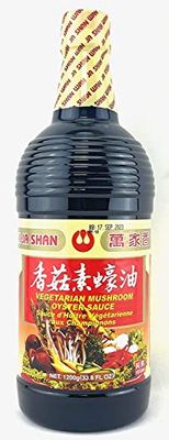 Wan Ja Shan Vegetarian Mushroom Oyster Sauce, 33.8 fl. oz. VEGAN. NON-GMO. NO MSG ADDED. 100 Naturally Brewed. No Chemical Soy Sauce.No Caramel Coloring.
