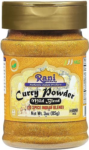 Rani Curry Powder Mild 10-Spice Authentic Indian Blend 3oz 85g PET Jar All Natural Salt-Free NO Chili or Peppers Vegan No Colors Gluten Friendly NON-GMO Kosher Indian Origin