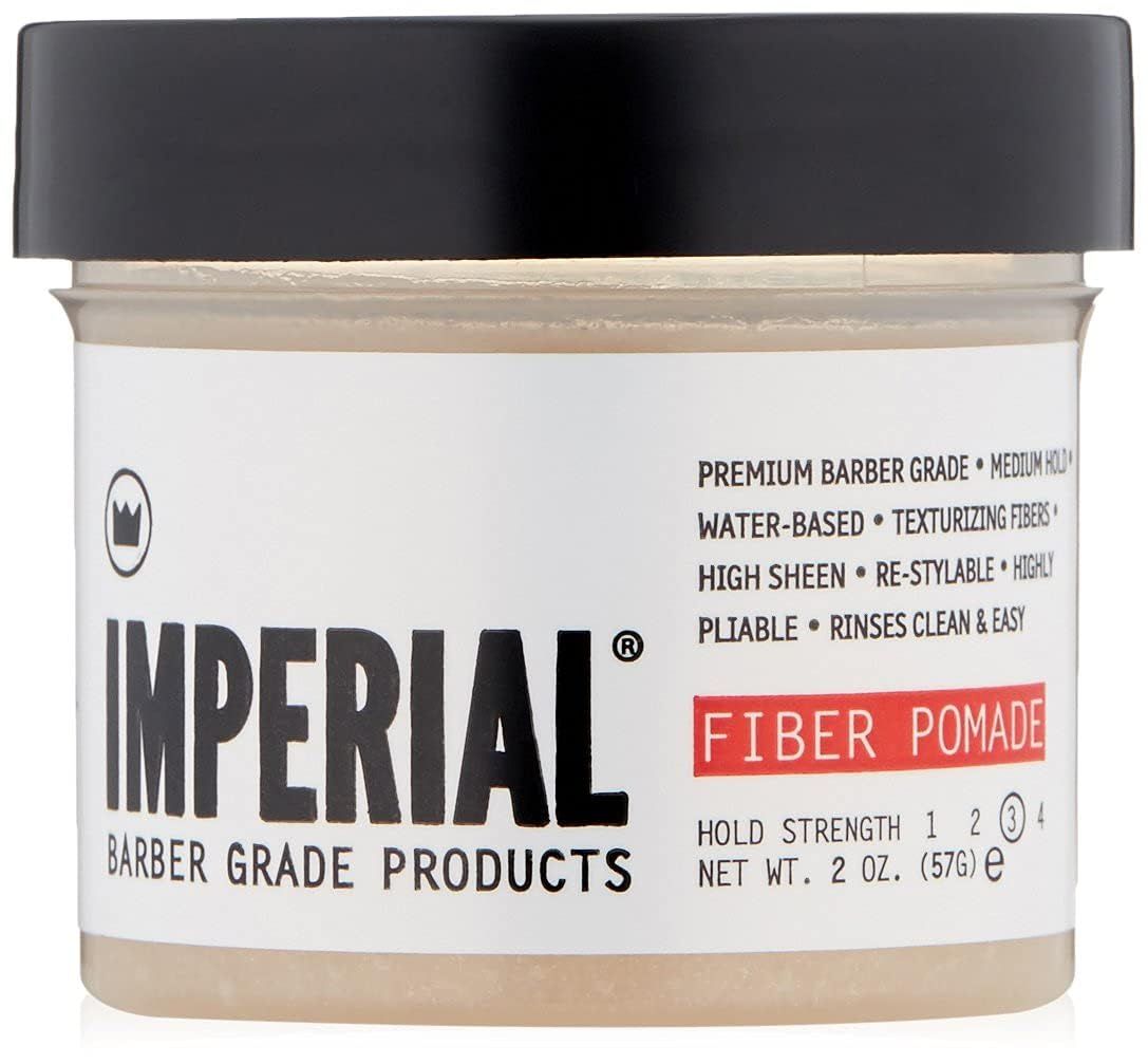 Imperial Barber Fiber Pomade - Medium Hold Water-Based High Sheen Formula with Texturizing Fibers for Men&#39;s Hair Styling Travel Size 2 oz