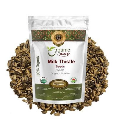 Organic Way Whole Milk Thistle Seeds Silybum marianum - European Wild-Harvest, Organic &amp; Kosher Certified, Vegan, Non GMO &amp; Gluten Free, USDA Certified, Origin - Albania 4 Oz
