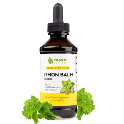 Maxx Herb Lemon Balm Extract - Max Strength Liquid Tincture Absorbs Better Than Capsules or Tea, for Nervous System Support, &amp; Stress Management - Alcohol Free - 4 Oz Bottle 60 Servings