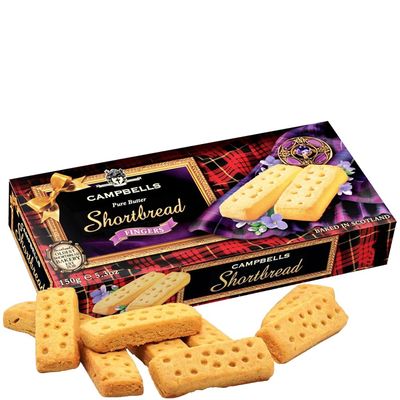 Campbells Shortbread Traditional Fingers Scottish Pure Butter Cookies British Snacks for Tea Time Gourmet Food Gift Box Scotland Premium Biscuits for Special Occasion 5.29 Oz Pack of 1
