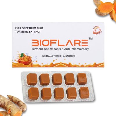 BIOFLARE Turmeric Lozenges - Sugar-Free Throat Lozenges for Sore Throat Relief &amp; Cough - Turmeric Curcumin Supplement with Curcuma &amp; Turmeric Extract - Immune &amp; Liver Support Single Pack