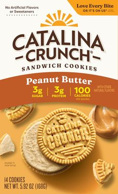 Catalina Crunch Protein Cookies, 4g Protein per Serving Low-Sugar Sandwich Cookies Gluten Free, Vegan Keto Dessert Snacks - Peanut Butter, 5.9 oz. 14 Count
