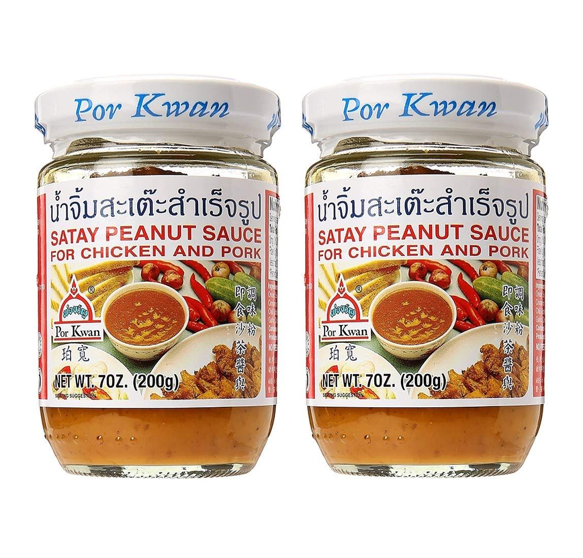Por Kwan Satay Peanut Sauce for Chicken &amp; Pork 2 Pack, Total of 14oz