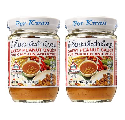 Por Kwan Satay Peanut Sauce for Chicken &amp; Pork 2 Pack, Total of 14oz