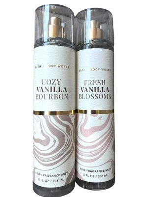 Bath and body Lotion, Perfume Mist, Shower Gel Fragrance Collection Vanilla Mists - Bourbon - Blossom, 2 pc Set