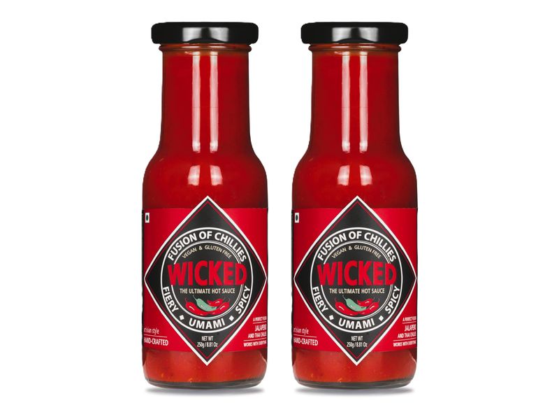 WICKED GOURMET KITCHEN by MIRAI I Pack of 2 I Wicked - The Ultimate Hot Sauce I Handcrafted with Fresh Ingredients I Jalapeno &amp; Thai Chilli I Umami, Savoury I All Natural, Gluten Free - 8.81 Oz x 2