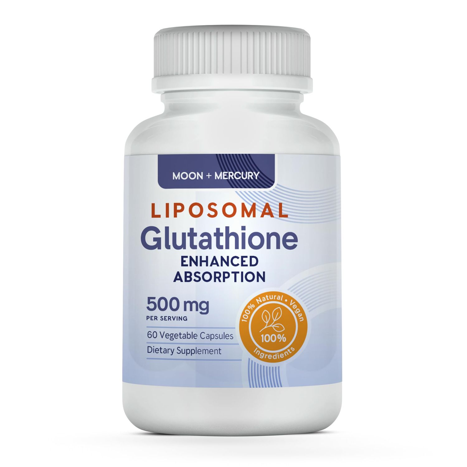 Moon Mercury Liposomal Glutathione Non-GMO, Gluten Free 500mg Supplement - May Provide Immune Support, Liver Detox, Brain Health and Heart Health - 60 Glutathione Capsules