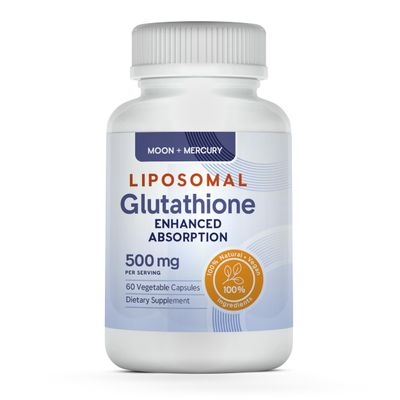 Moon Mercury Liposomal Glutathione Non-GMO, Gluten Free 500mg Supplement - May Provide Immune Support, Liver Detox, Brain Health and Heart Health - 60 Glutathione Capsules