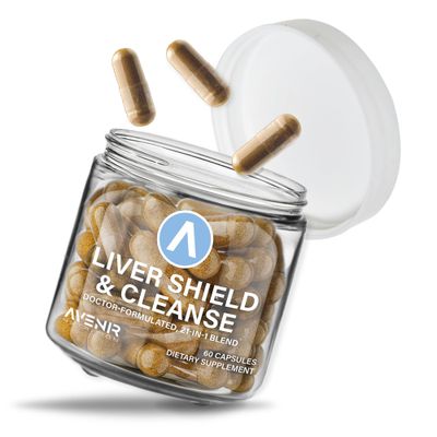 Avenir Nutrition Liver Shield &amp; Cleanse Herbal Liver Cleanse Detox &amp; Repair Supplement Milk Thistle &amp; Artichoke Extract Supplements Fatty Liver &amp; Health Support 60 Capsules for Men and Women