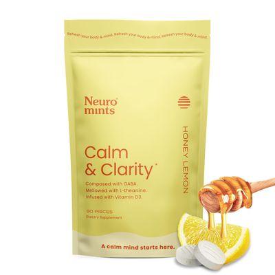 NeuroGum Calm &amp; Clarity Mints 90 Pieces - Sugar Free with L-theanine GABA Vitamin D3 - Nootropic Brain Supplements for Memory - Enhances Calm, Stress Relief for Men &amp; Women - Honey Lemon