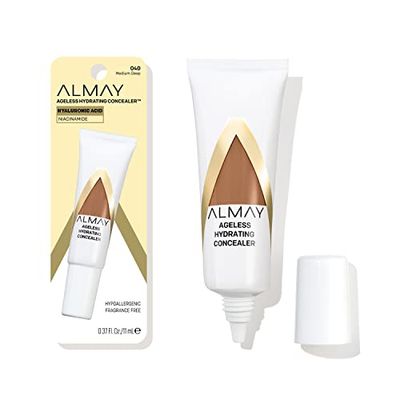 Almay Anti-Aging Concealer, Face Makeup with Hyaluronic Acid, Niacinamide, Vitamin C &amp; E, Hypoallergenic, -Fragrance Free, 040 Medium Deep, 0.37 Fl Oz Pack of 1