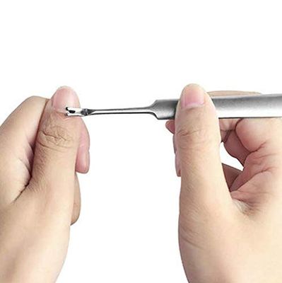LASSUM 1 Pcs Nail Art Manicure Tool Stainless Steel Cuticle Trimmer Remover Pusher Dead Skin Callus Removal Fork