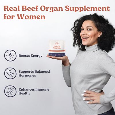 Primal Woman Beef Organ Supplement for Women - Heart, Liver for Women, Grass Fed, Pasture Raised Liver Primal Beef Organ Capsules Woman 60 Capsules