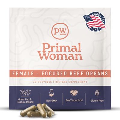 Primal Woman Beef Organ Supplement for Women - Heart, Liver for Women, Grass Fed, Pasture Raised Liver Primal Beef Organ Capsules Woman 60 Capsules