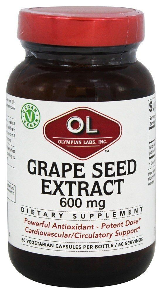 Olympian Labs Grape Seed Extract 600mg, Supports Heart &amp; Immune Health, 60 Count