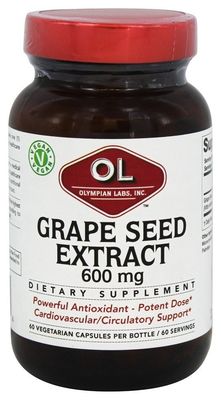 Olympian Labs Grape Seed Extract 600mg, Supports Heart &amp; Immune Health, 60 Count