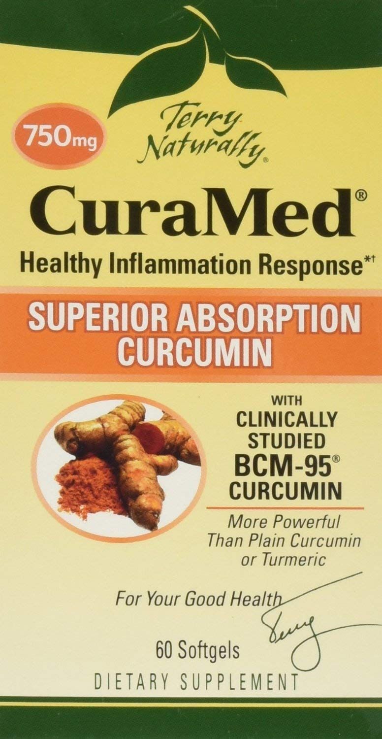 Terry Naturally CuraMed 750mg - Antioxidant Supplement for Brain &amp; Heart Health - Supplement with High-Potency Curcumin Complex - Kidney, Liver &amp; Immune Health Support - 60 Softgels Pack of 3