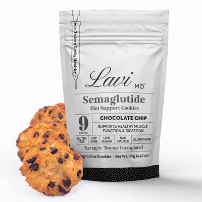 LAVI MD Low-Sugar Cookies - Low Carb Cookies with Metabolic Support - Chocolate Chip Flavor - Made in the USA - Non-GMO - Semaglutide Diet Support