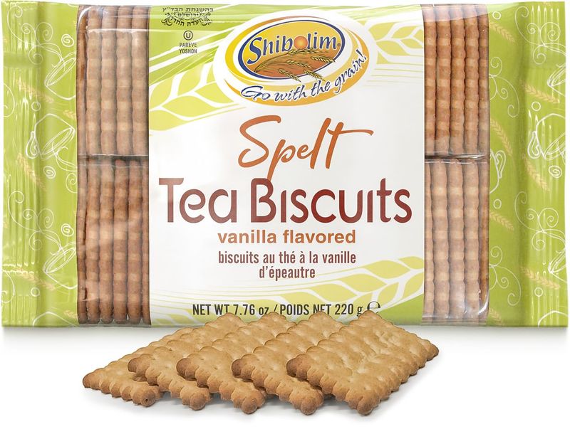 Shibolim Spelt Tea Biscuits Vanilla Flavor 7.76oz Value Size Wholesome Snacking Vanilla Tea Cookies Kosher