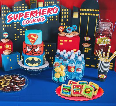 Superhero Cookies 24 Pack Bulk Party Favors Birthday Party Pow Boom Bang Wow