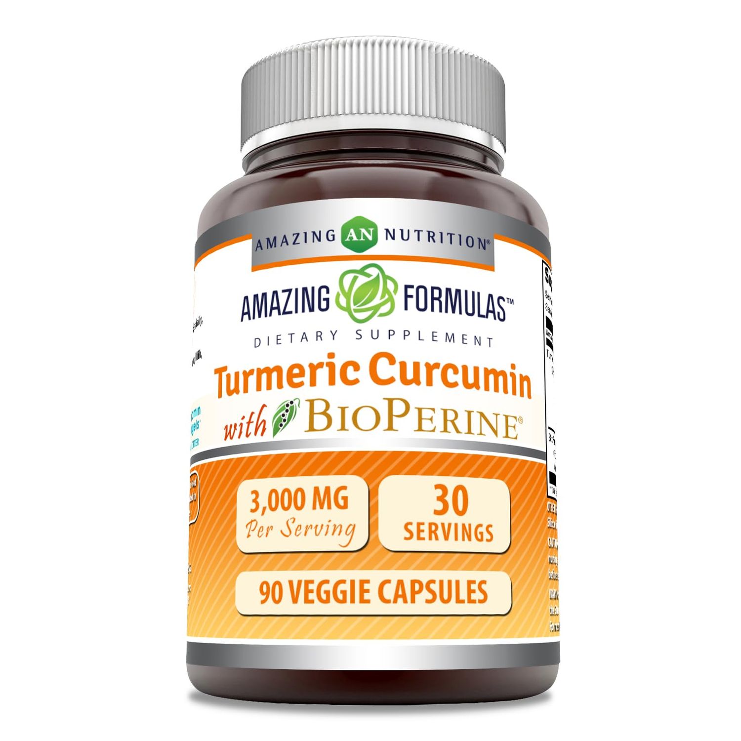 Amazing Formulas Turmeric Curcumin with Bioperine 3000 mg Per Serving 90 Veggie Capsules Supplement Non-GMO Gluten Free Made in USA