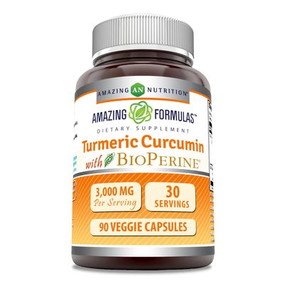 Amazing Formulas Turmeric Curcumin with Bioperine 3000 mg Per Serving 90 Veggie Capsules Supplement Non-GMO Gluten Free Made in USA