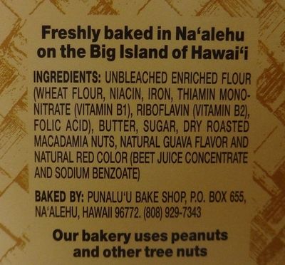 Punalu'u Bake Shop's Sun Sweet Guava Flavored Macadamia Nut Shortbread Cookies, All Natural, 100 Butter, Freshly Baked in Hawaii, 6 Ounce Package
