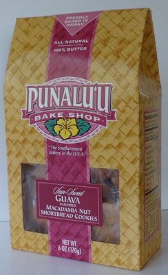 Punalu&#39;u Bake Shop&#39;s Sun Sweet Guava Flavored Macadamia Nut Shortbread Cookies, All Natural, 100 Butter, Freshly Baked in Hawaii, 6 Ounce Package